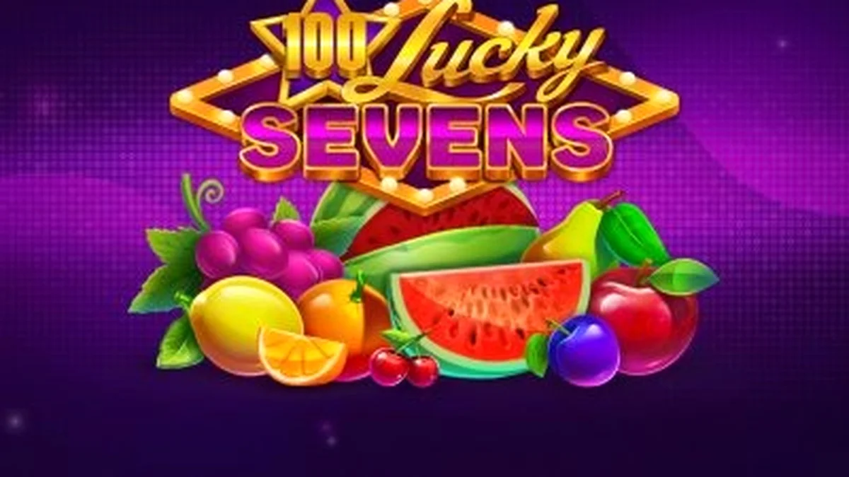 Tampilan visual mesin slot 100 Lucky Sevens dengan simbol klasik yang cerah